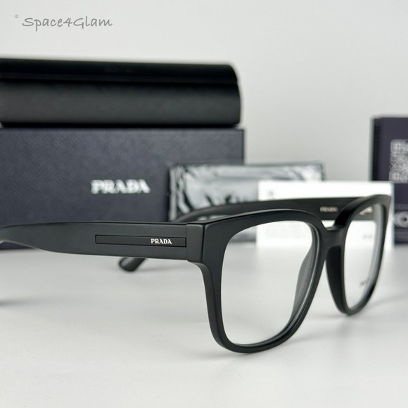 NEW Prada PRA09V 12P1O1 Matte Black Square Unisex Eyeglasses VPR A09 - Picture 6 of 11